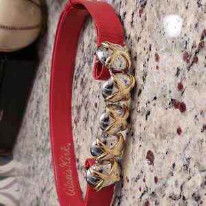 COPY - Alexis Kirk red leather belt with gold & silver front /adjustable.no fla…